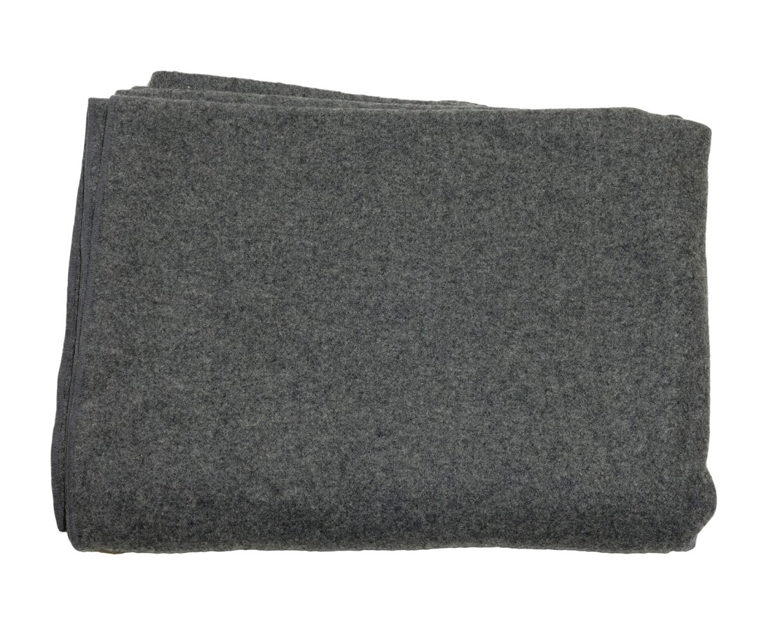 American US army surplus unissued grey wool mix blanket stitched edging ...