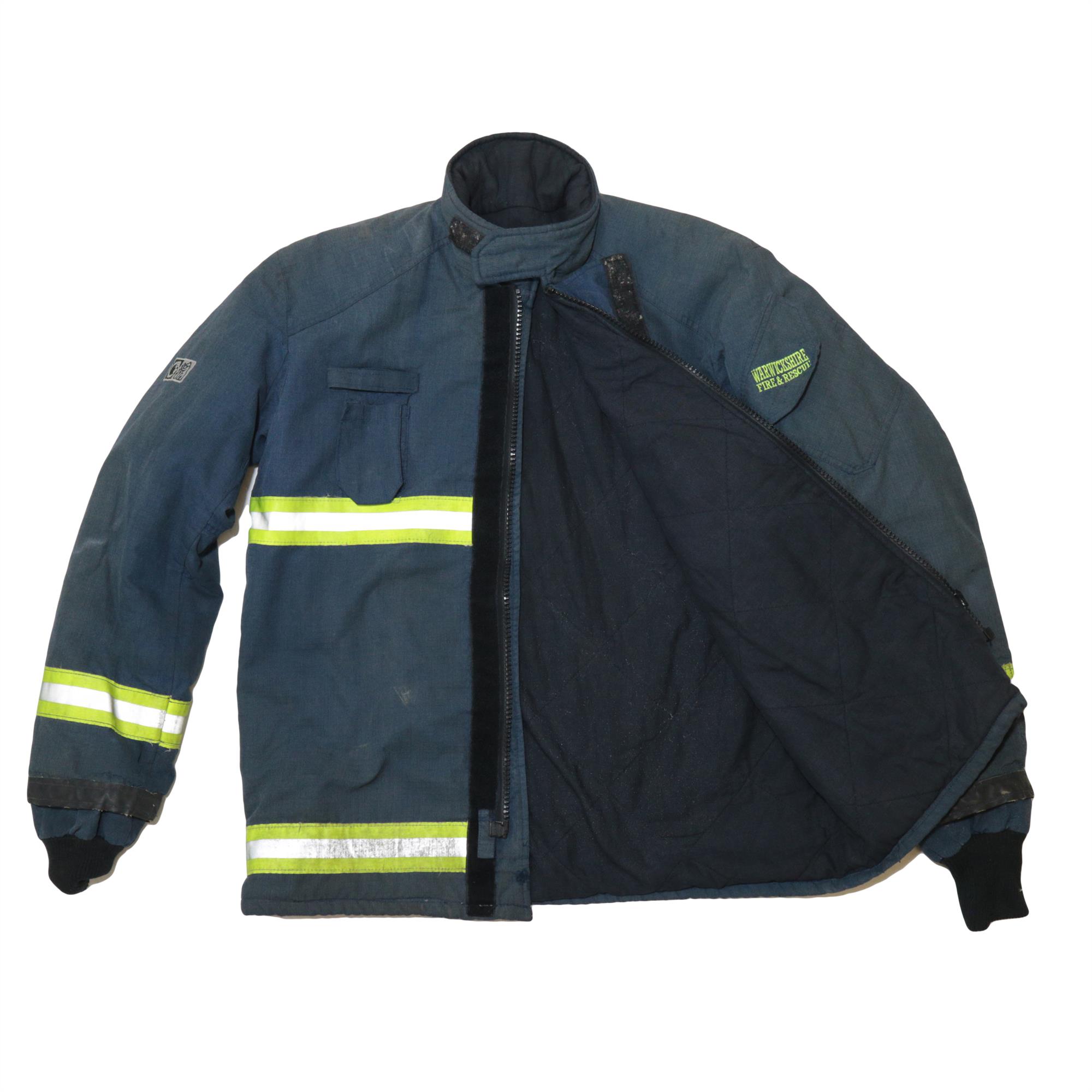 British Fire Service Blue Tunic Jacket Reflective Firefighter - Surplus 