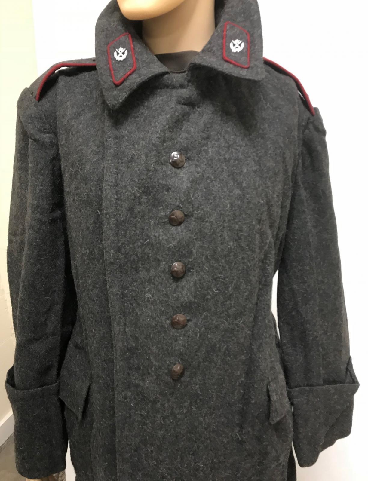 Vintage soviet eastern block army grey wool coat greatcoat full length