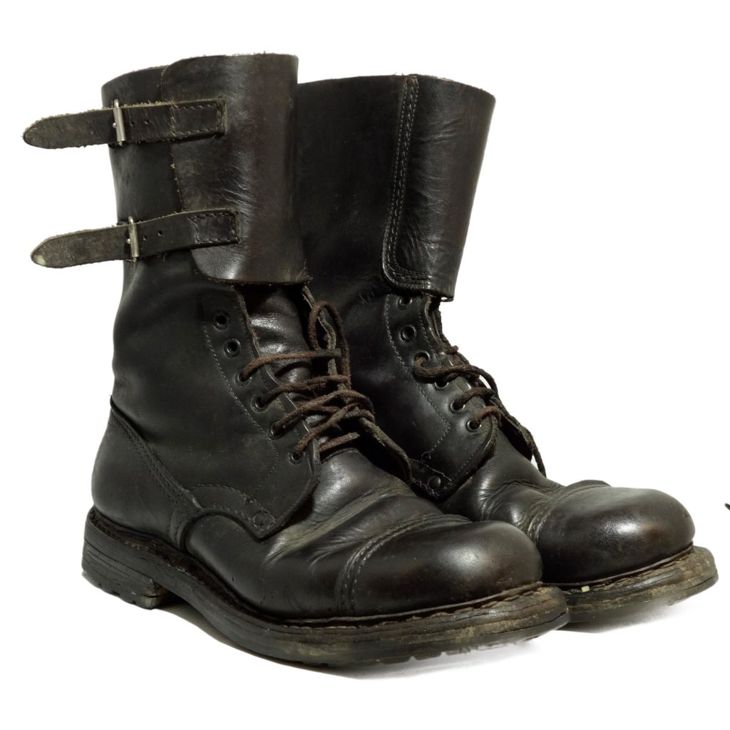 Italian army military surplus dark brown leather combat assault boots ...